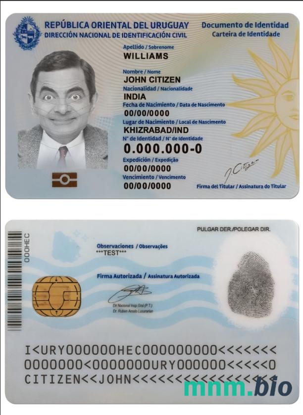 Szablon dowodu osobistego Urugwaju w PSD, w pełni edytowalny